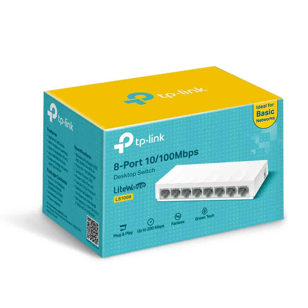 TP-LINK LS1008 8-Port 10/100Mbps Desktop Network Switch