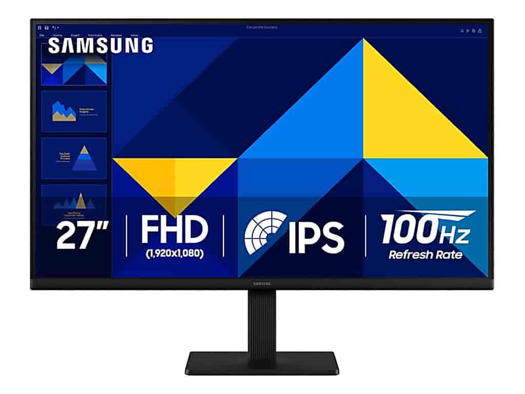 SAMSUNG Essential IPS Monitor S3, 23.8&#34, FHD 1920 x 1080, 100Hz, 5 ms,1000:1,VGA/HDMI,100 x 100 VESA