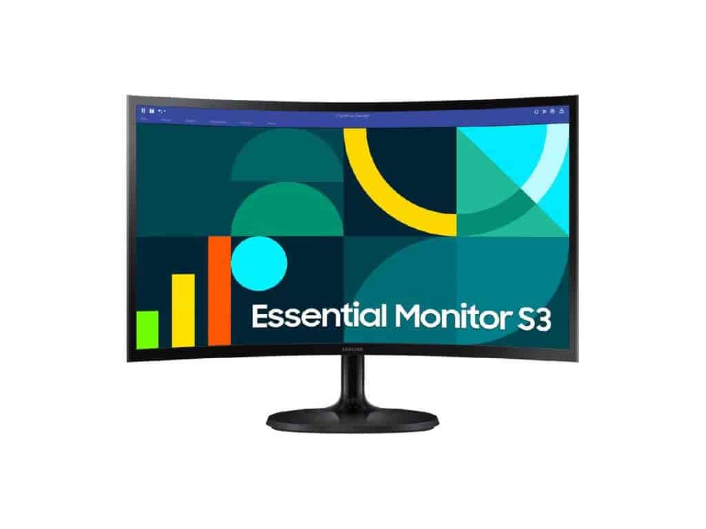 SAMSUNG Essential Curved Monitor S3, 24&#34, FHD 1920 x 1080, 100Hz, 4 ms, 3000:1, VGA/HDMI, 75x75 VESA