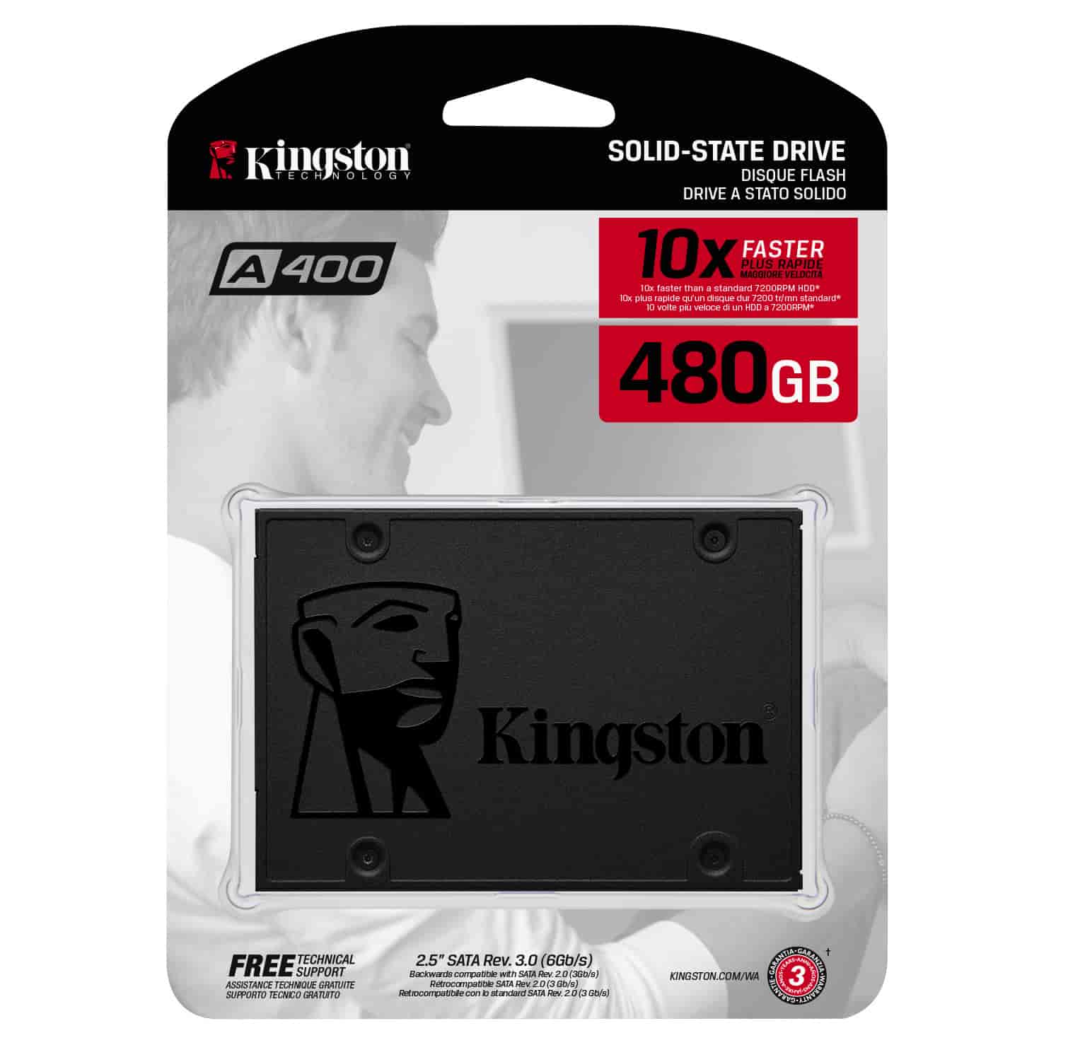 KINGSTON A400 SSDNow 480GB, SATA III, 2.5", up to 500MB/s Read and 450MB/s Write