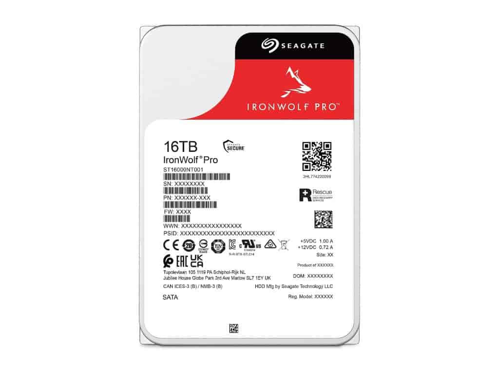 SEAGATE IronWolf PRO NAS HDD 16TB, ST16000NT001, 256MB cache, SATA 6Gb/s, 7200 rpm, 24/7