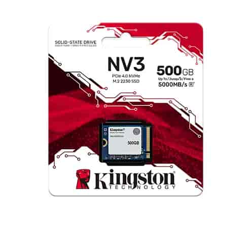 KINGSTON 500GB NV3 PCIe 4.0 NVMe SSD, Up to 5000MB/s read, 3000MB/s write
