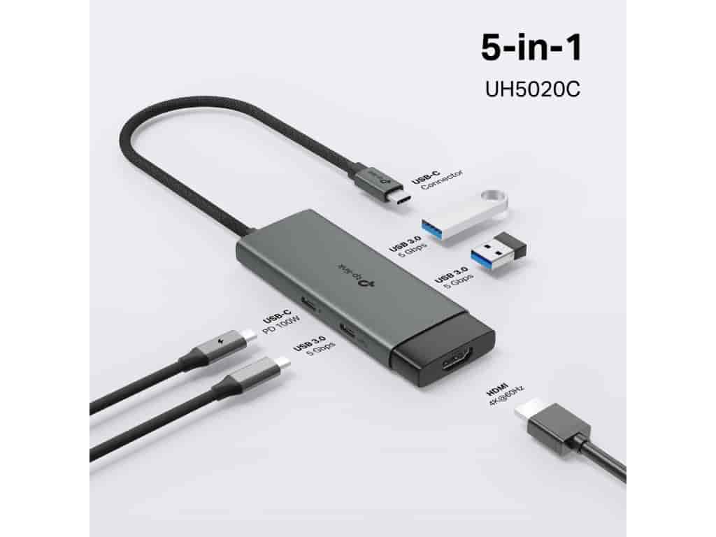 TP-LINK UH5020C USB Type-C 5 in 1 Hub 100W Power Delivery, HDMI 4K@60Hz, USB 3.02, USB-C