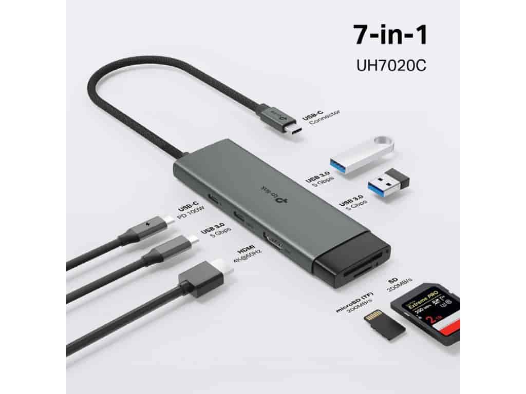 TP-LINK UH7020C USB Type-C 7 in 1 Hub 100W Power Delivery, HDMI, USB 3.02, SD & microSD UHS-I,USB-C
