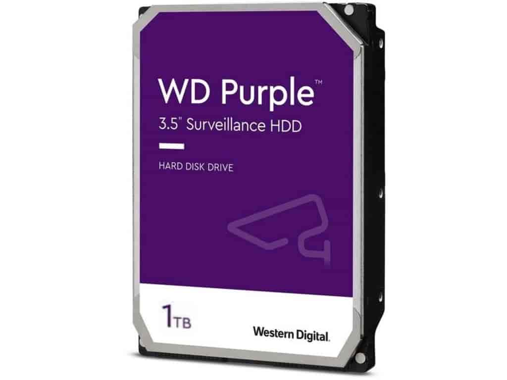 WD PURPLE HDD 1TB Surveillance, 64MB cache, 5400 RPM, up to 110MB/s transfer rate, 24/7