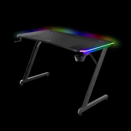 TRUST 710 Luminus Pro RGB Gaming Desk/Black/150kg/740x600x1200mm/Cupholder/Headphone hook/Mousepad