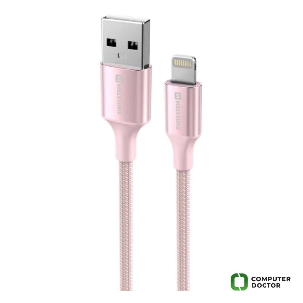 Swissten Data cable textile II USB/Lightning 1.5m Pink