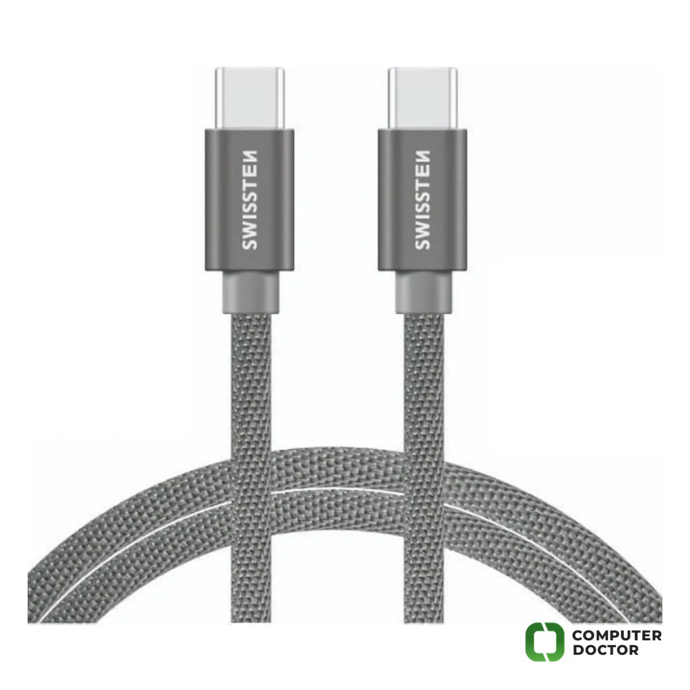 Swissten DATA CABLE TEXTILE USB-C / USB-C 3.0 M SILVER