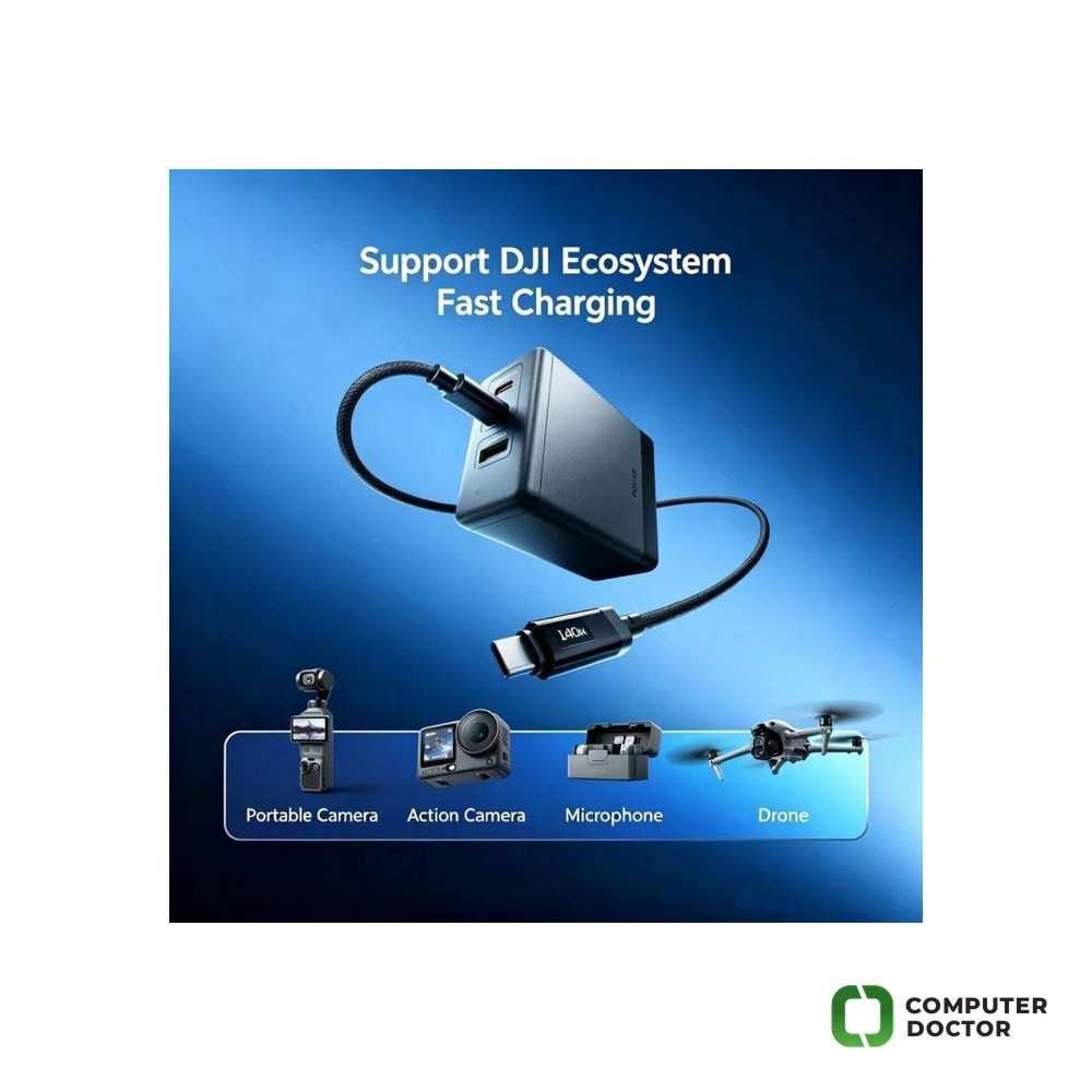 DJI Power 140W GaN Charging Combo (EU), 2* USB-C PD 3.1 ports, USB-A Port