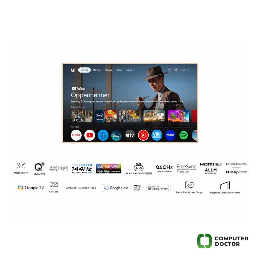 TCL 55A300W NXTFRAME QLED TV 55", Google TV smart, Panel refresh 120 Hz, AIPQ Processor