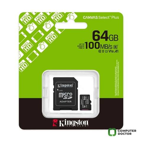 64GB MicroSDHC Class10, Canvas Select, UHS-I, U1/U3, video class 10/30, With Android A1, up to 100MB/s read with SD adapters