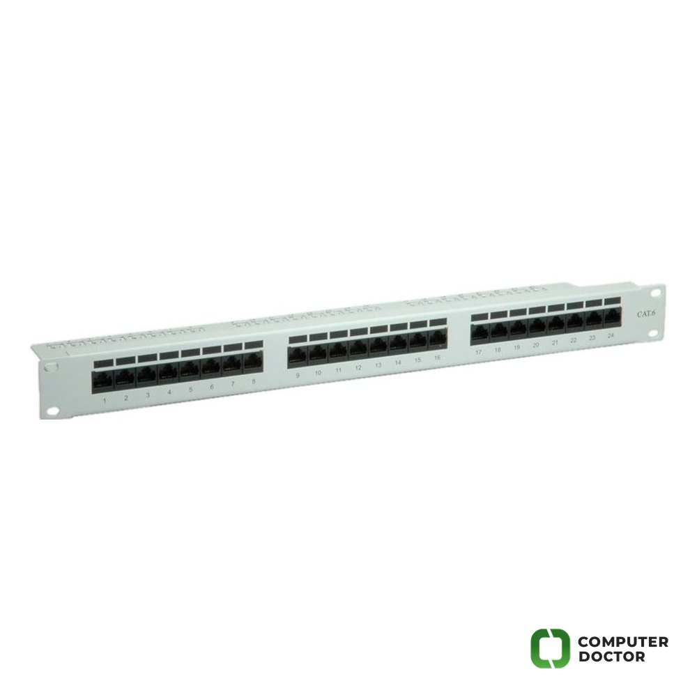 Value 19" patch panel, UTP, Cat. 6, 24 ports, gray