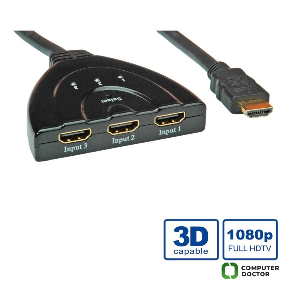 VALUE HDMI 3-port switch (3xHDMI F ulaz, 1x HDMI F izlaz, 1080p, 3D), crni