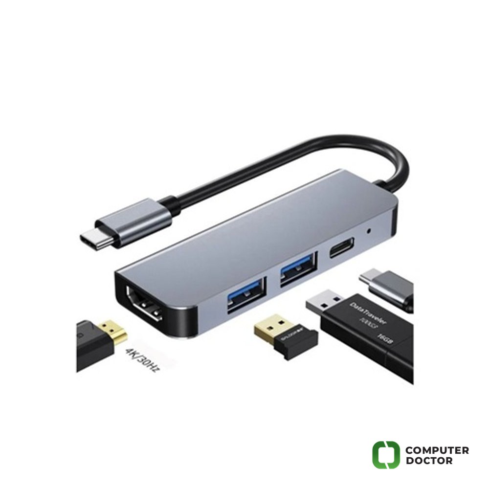 VALUE USB Type C Docking station 4-u-1, 1x HDMI 3840 x 2160 @30Hz (4K, Full HD), 1x USB 3.2 Gen1 Type A(5 Gbps), 1x USB 2.0 Type A(480 Mbps), 1x Type C PD (Power Delivery)
