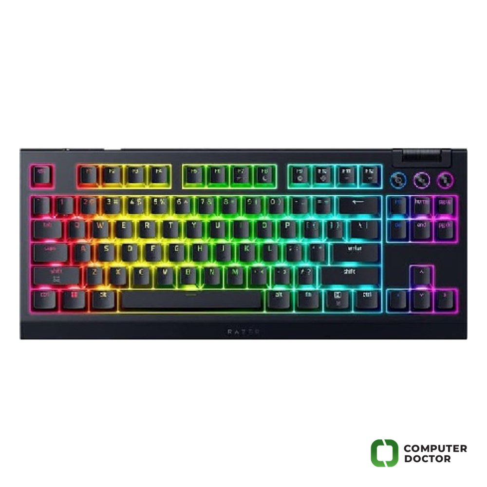 BlackWidow V4 Low-Profile Tenkeyless HyperSpeed Orange Switch Mechanical Keyboard, Razer™ Chroma RGB, Hybrid On-Board Storage For Up To 5 Profile, Razer™ HyperSpeed Wireless (2.4 GHz)