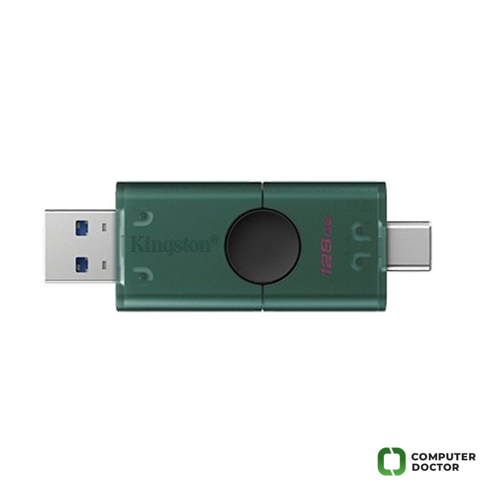 128GB DataTraveler® Duo USB dual USB-A/C moving cap dizajn, USB-A and USB-C konektor, USB 3.2 Gen 1