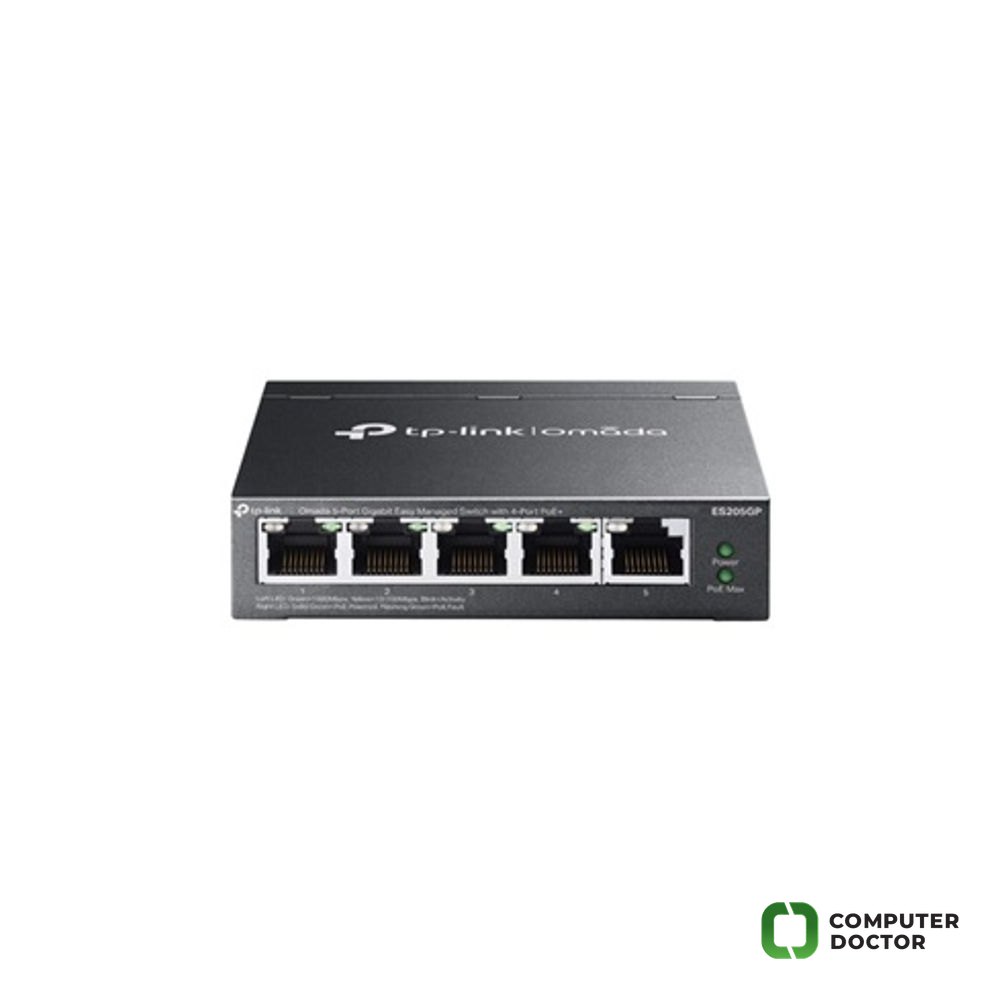 ES205GP Omada PoE upravljiv cloud svič 5 gigabit RJ-45 portova 10/100/1000Mb/s / 4 PoE 802.11af/at do 65W, VLAN, LAG, IGMP snooping, QoS, port isolation & mirroring, storm control, metalno kućište, Easy Managed