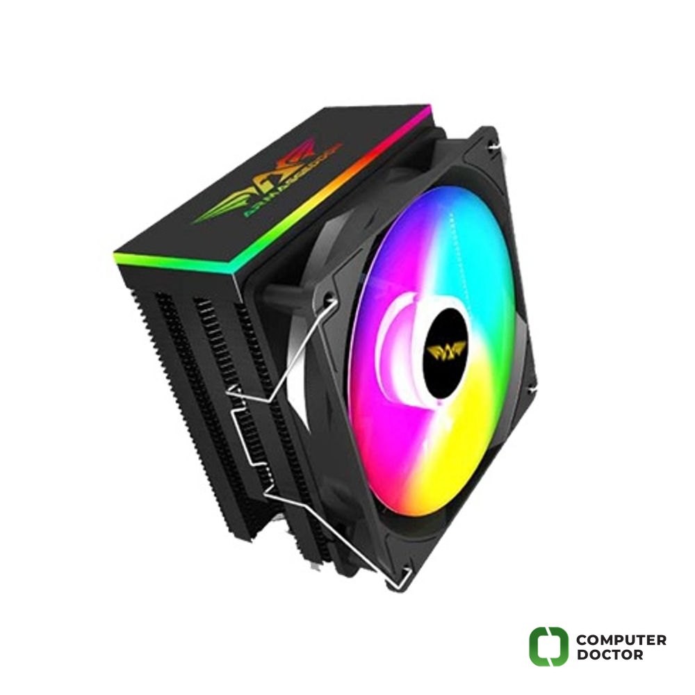 Blizzard 3 Black hladnjak za CPU, Intel LGA115x /1200/1700/ AMD-AM4/AM5 120mm ventilator, 3-pinski bez PWN konektora, Hydro ležaj, protok vazduha 41,6 CFM, ARGB svjetlosni efekt, dvostruka platforma kopča, 9 lopatica,
