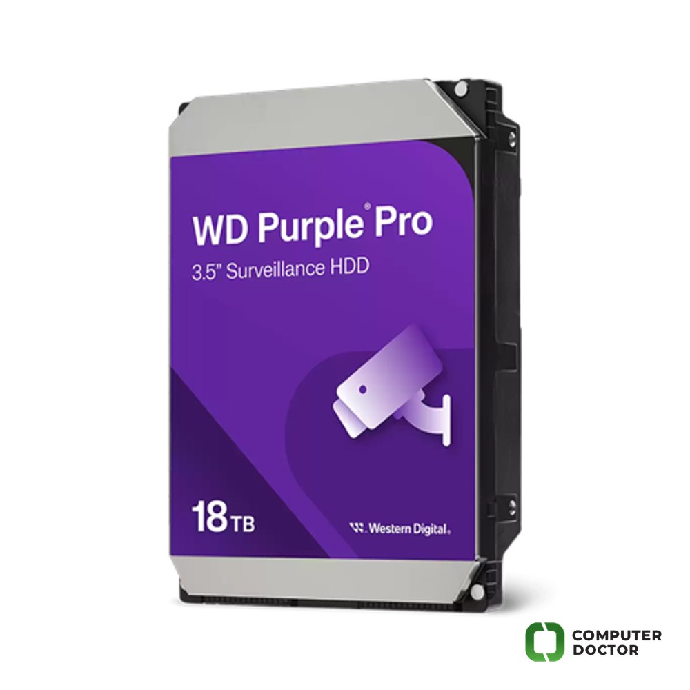 3,5" 18TB PURPLE Surveillance, SATA 6GB/s, CMR, 7200 rpm, 512MB cash, Up to 64 HD Cameras,