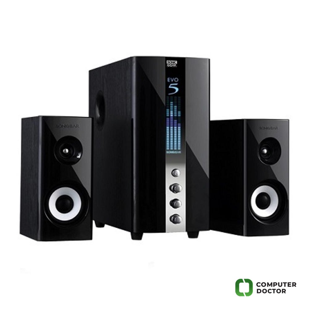 EVO 5 PRO BTMI, 2.1 Zvucnici, Velicina: ( 2 x 3" Sateliti i 1 x 4" Bass ), Snaga; 34W, EQ graficki displej, Kontrola jacine zvuka i bass-a, Boja: Crna