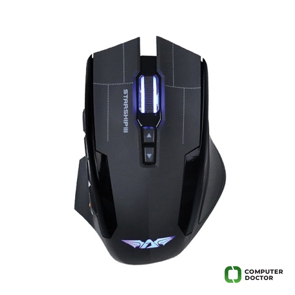 STARSHIP III, LASER Gejmerski mis, RGB osvjerljenje, Broj tastera: 9, DPI: 500-4000, Avago 9800 laserski senzor, 6 nivoa tezine, Duzina kabla: 1,8m, Boja: Crna