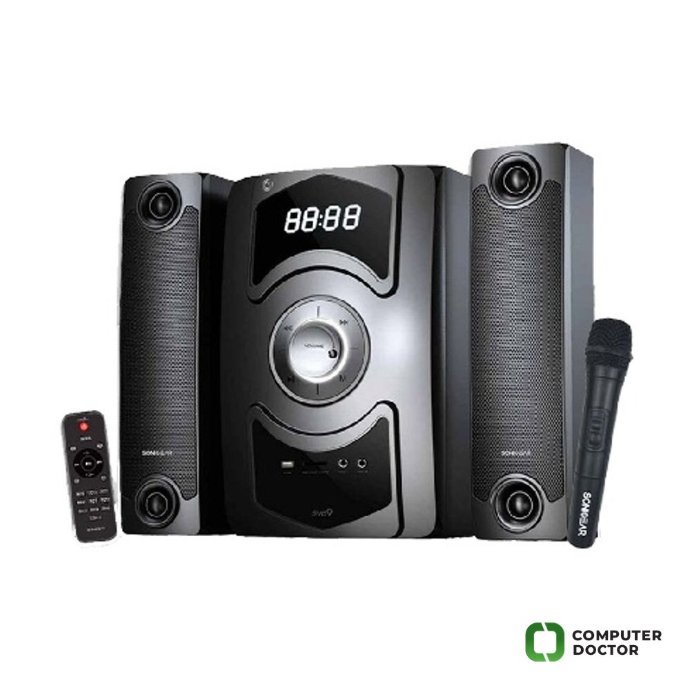 EVO 9 PRO BTMI, tip konekcije: 3.5mm jack, Bluetoth, 2.1 sistem, Snaga: 60W RMS, karaoke funkcija za 2 mikrofona ( 1 x bezicni mikrofon gratis ), FM Radio, SD-Card, USB, daljisnki upravljac, LED displej, Boja: Crna