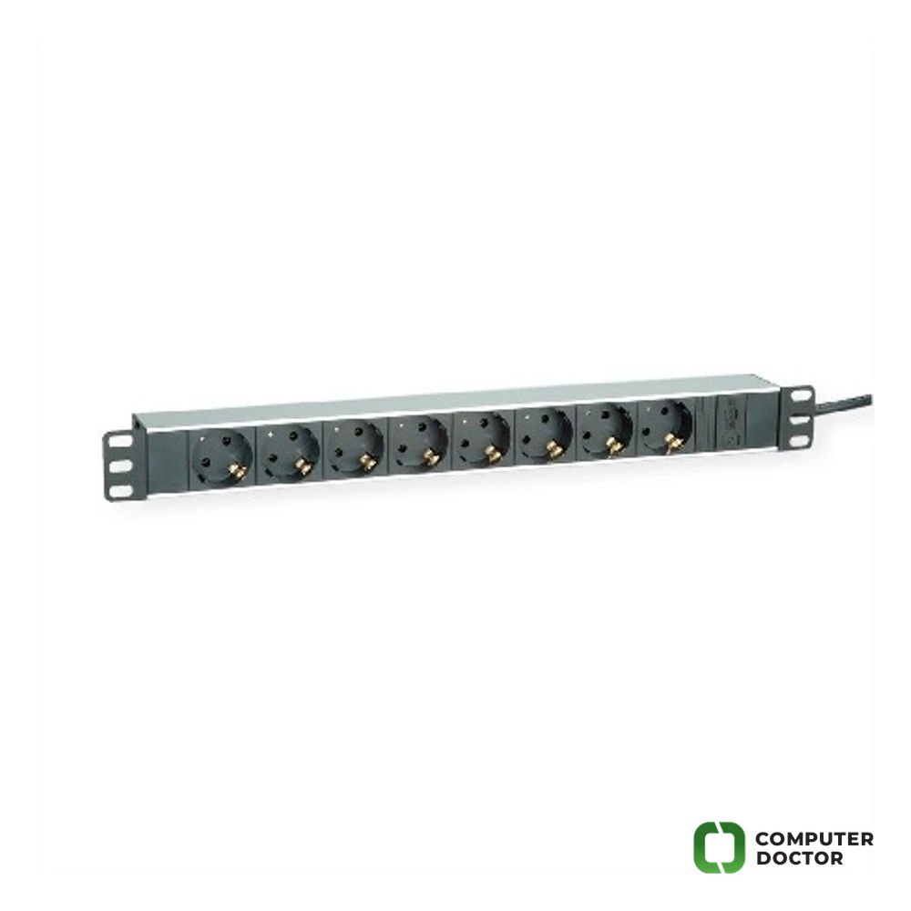 ROLINE 19" napojna letva for Cabinets, 2300W, 8x IEC320 C14 M, Aluminium, 2m