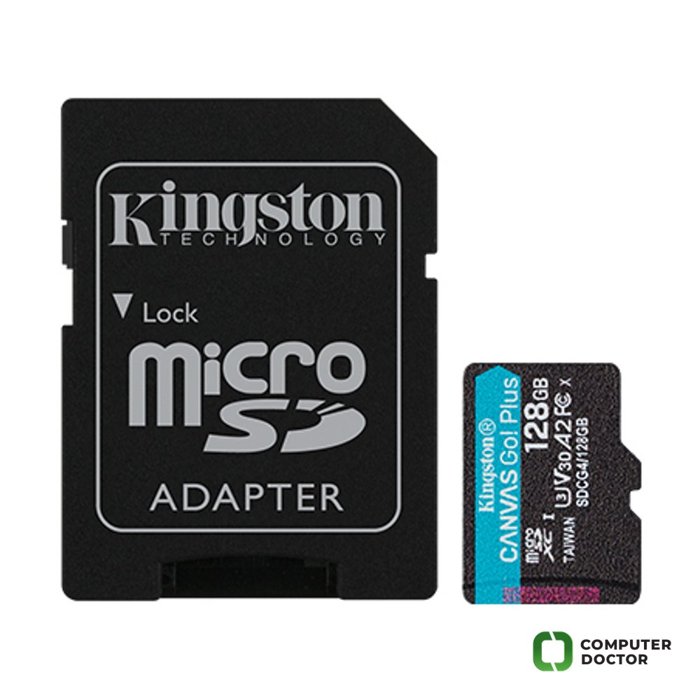 128GB MicroSDXC Card Canvas Go Plus G4 with SD adapter Class10 UHS-I U3 V30 A2 up to 200MB/s read, makes the card ideal for mobile gaming, drones, action cams and Android™ devices