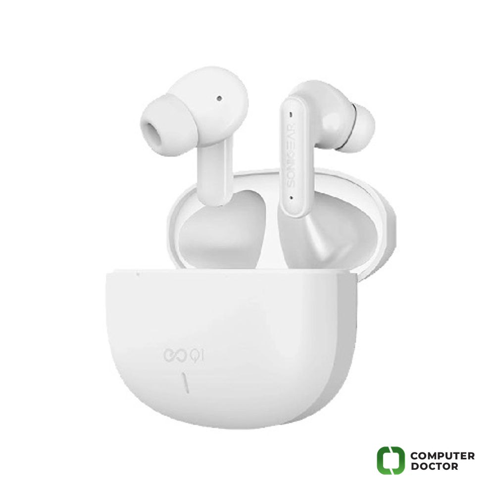 EARPUMP Q1, In-Ear Bluetooth slusalice sa mikrofonom, aktivna redukcija buke, 60ms latencija, ENC, IPX4 Splash proof, BT 5.4, Bijele