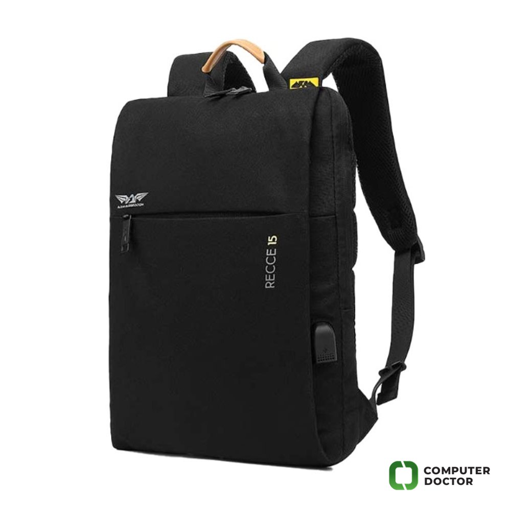 RECCE 15 GAIA, ranac za laptop/tablet do 15", splash prof materijal, usb dodatak ( da se spoji sa powerbankom, za punjenje uredjaja ), Boja: Crna