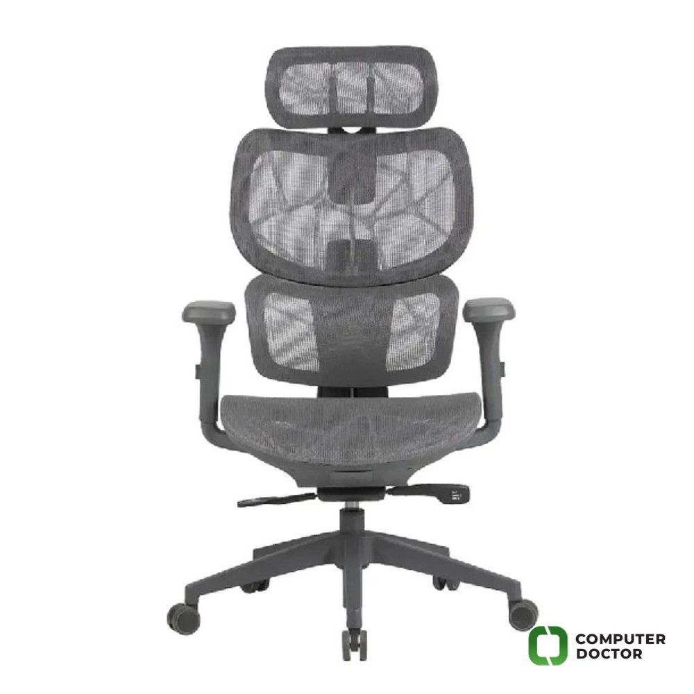 Ergo Meshy Grey, Ergonomski dizajn sa lumbalnom podrškom, Podesivi naslon i visina sjedenja, 3D nasloni za ruke, Kvalitetna i prozračna mrežasta tkanina: Mesh materijal omogućava bolju cirkulaciju vazduha, nosivost do 136 kg