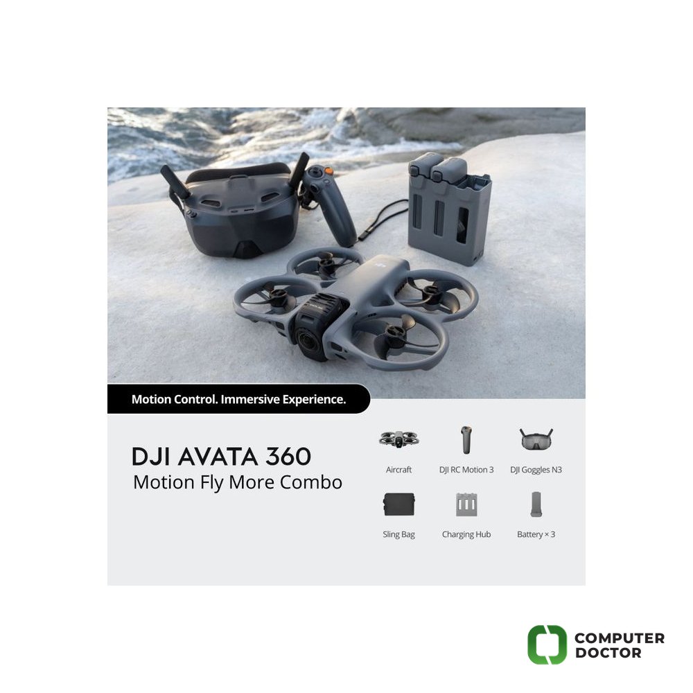 DJI Avata 360 Motion Fly More Combo (DJI Goggles N3 + DJI RC Motion 3), 8K/60fps HDR video, 120MP