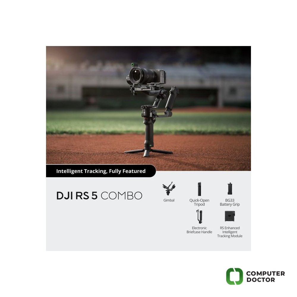 DJI RS 5 Combo, Lightweight Commercial Stabilizer, Compact Body With up to 3kg Payload