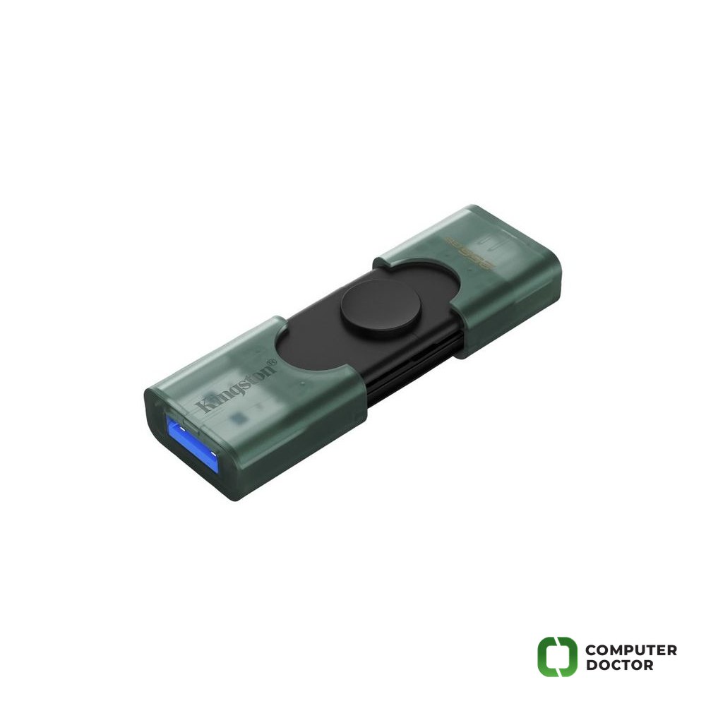 KINGSTON DataTraveler 256GB DUO USB Flash Drive, Type-A and USB Type-C, dual moving cap design