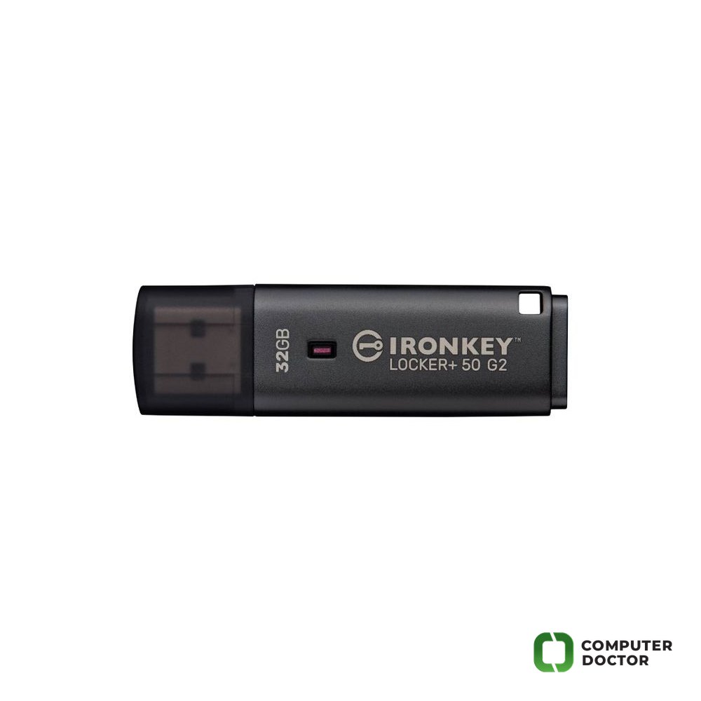 KINGSTON IronKey Locker+ 50 G2 Encrypted USB Flash Drive, 145/115 MB/s Read/Write, USB Type-A