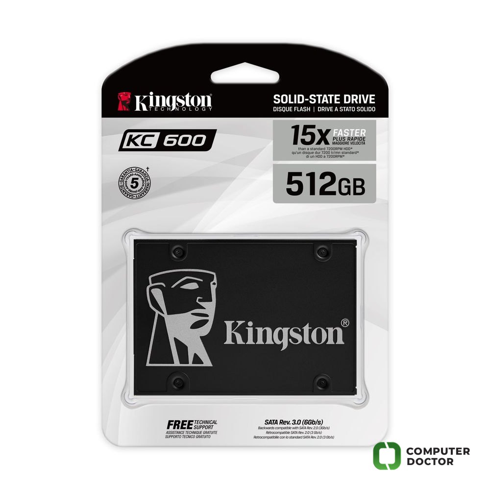 KINGSTON KC600 SSD 512GB, SATA III, 2.5", 3D TLC NAND, XTS-AES 256-bit encryption, R/W: 550/520MB/s