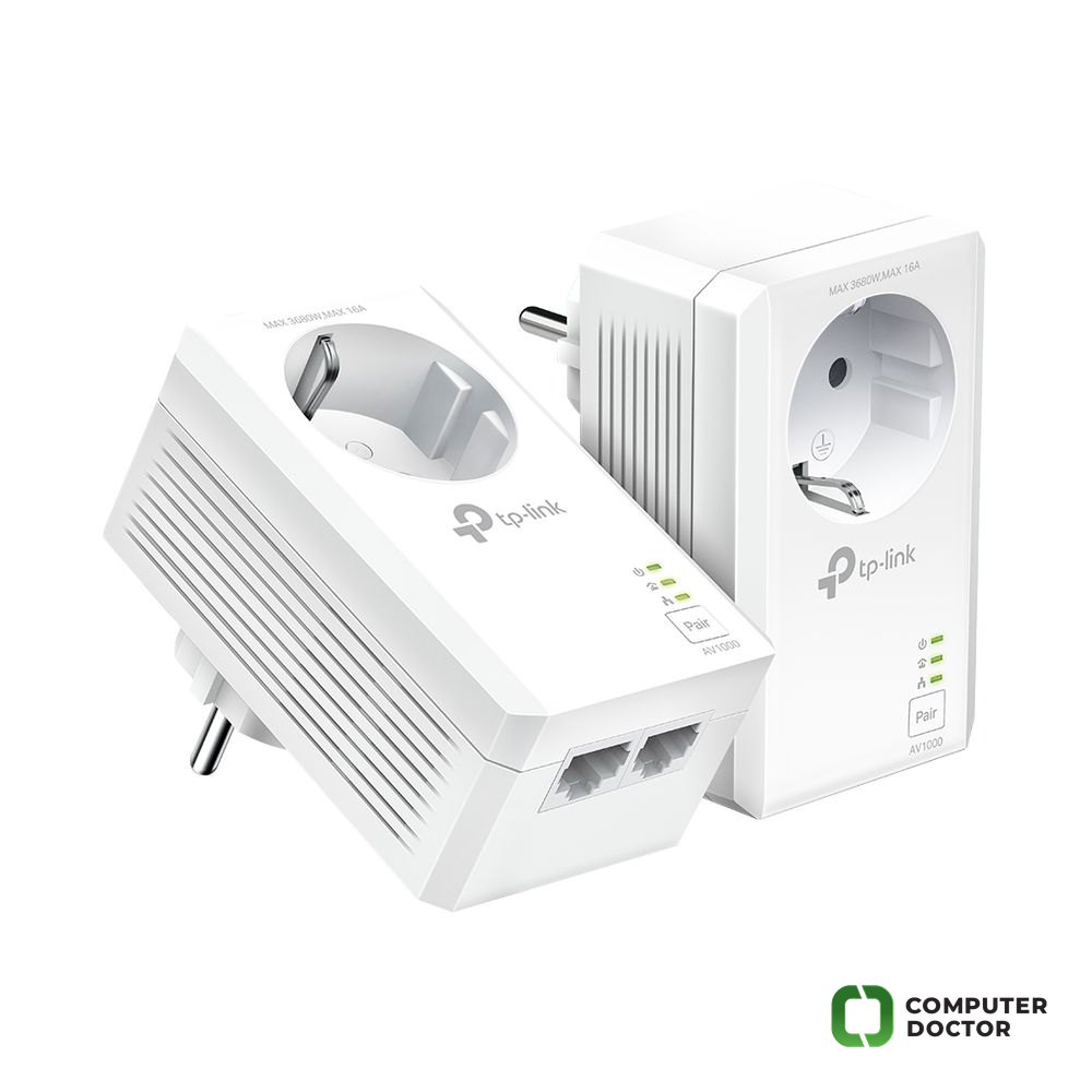 TP-LINK TL-PA7027P KIT AV1000 2-Port Gigabit Passthrough Powerline Starter Kit