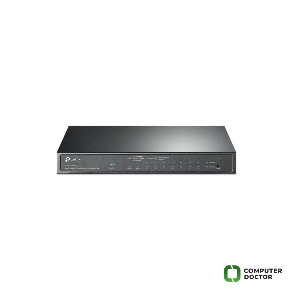 TP-LINK TL-SG1210MPE 10-Port Gigabit Easy Smart Switch with 8-Port PoE+, 123 W PoE budget