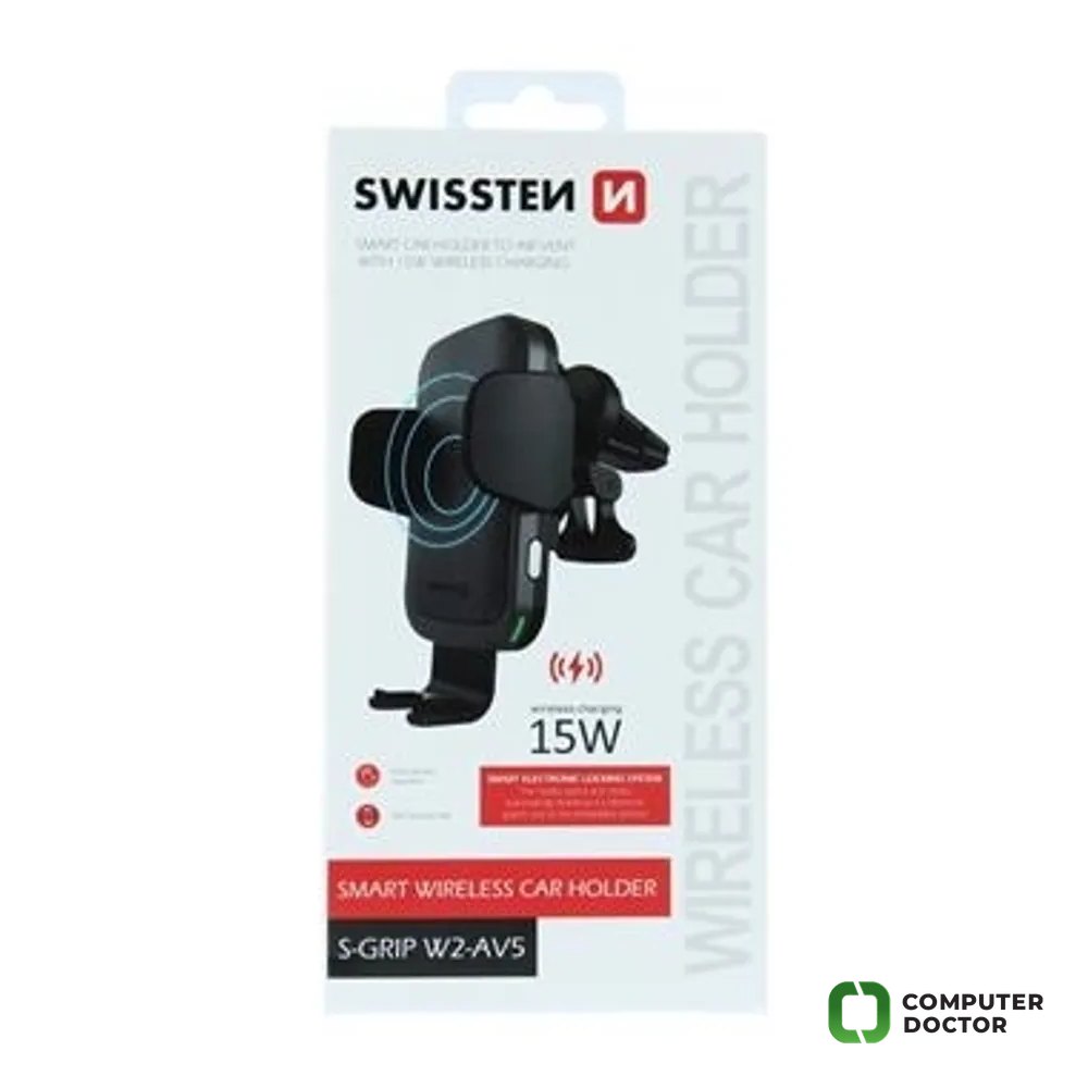 Swissten Car holder with wireless charger, S-grip W2-AV5