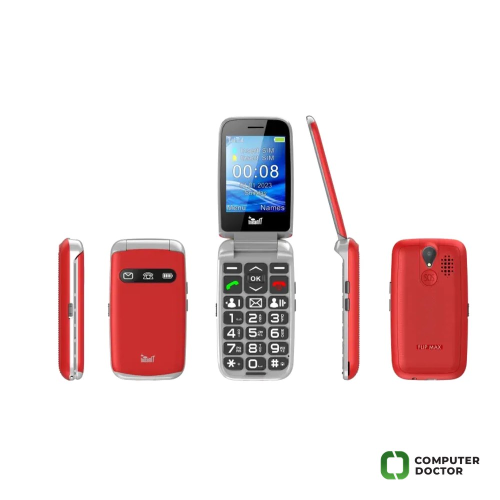 MeanIT Mobilni telefon SENIOR Flip Max-Crveni
