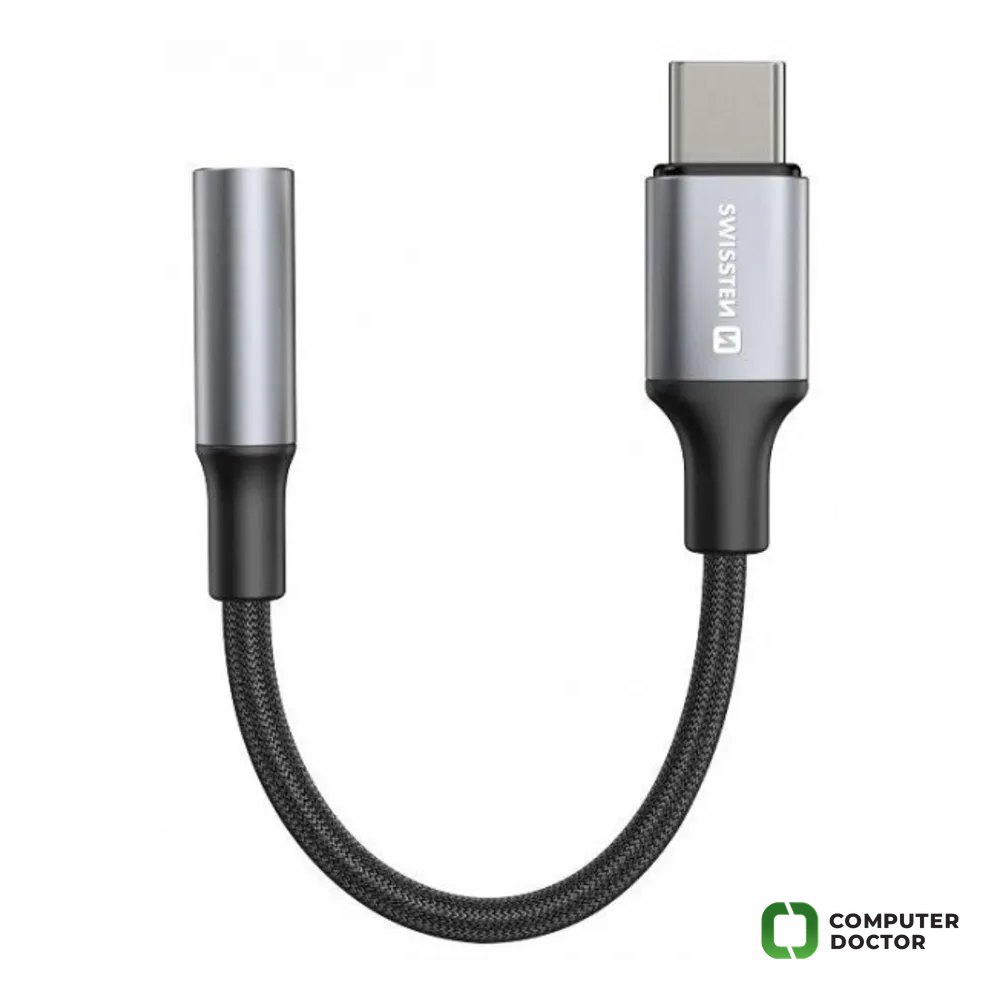 Swissten Audio kabl Textile USB-C (male) / 3.5mm AUX 0,15 M Black