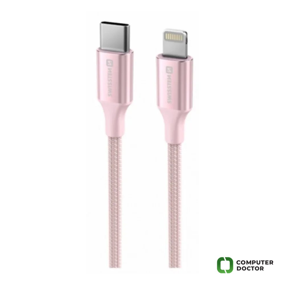 Swissten Data cable textile II USB-C / Lightning 1.5m Pink