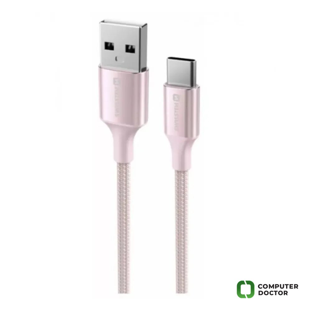Swissten Data cable textile II USB / USB-C 1.5m Pink