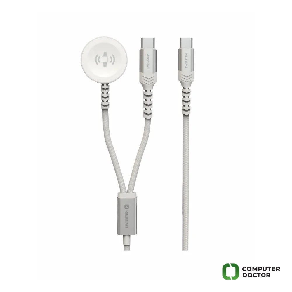 Swissten Kabl 2in1 punjač za Apple Watch i USB-C, USB-C 1.2m White