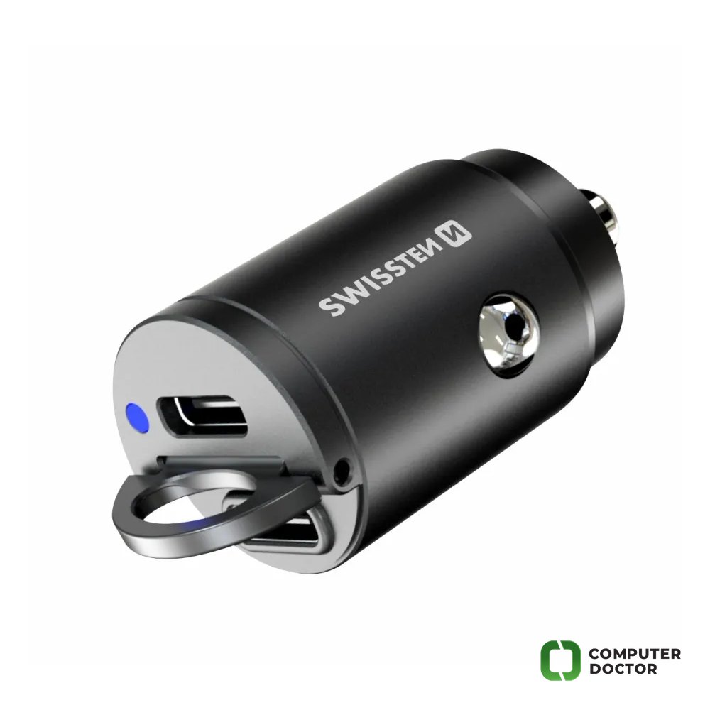Swissten Car Adapter 2X USB-C 45W Nano Black