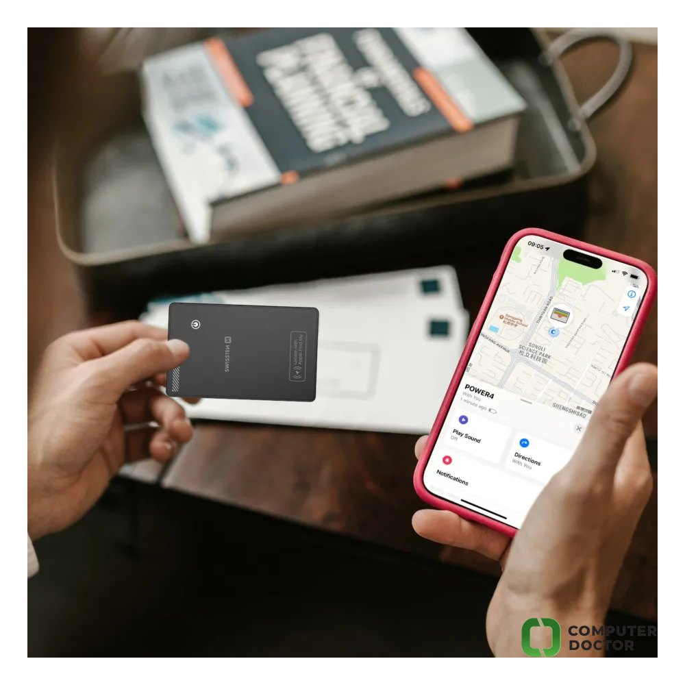 Swissten Find Card Smart Locator With Apple Find My Function - Black