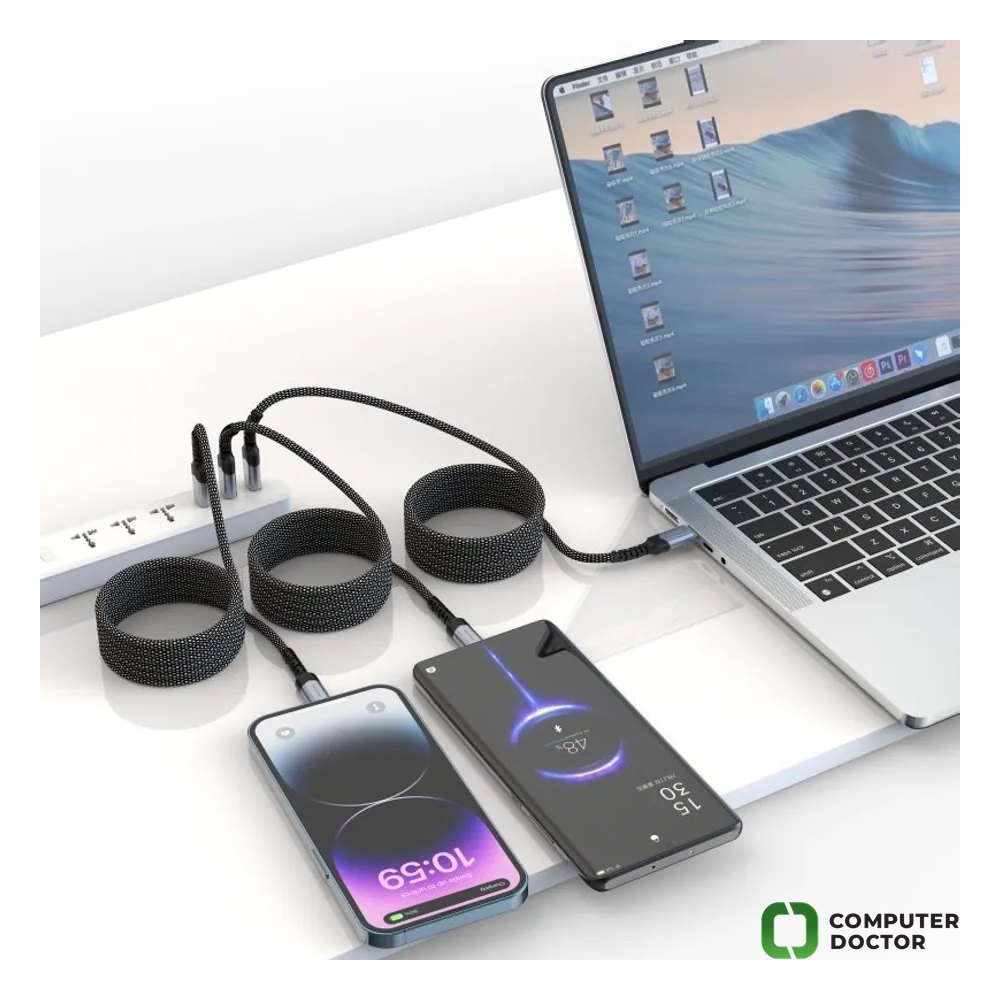 Swissten Data kabl Magnetic Self-Winding USB-C/Lightning - 1m