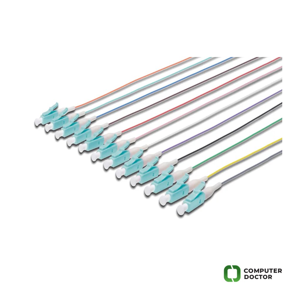 Digitus FO pigtail set, 12 pcs, multimode, simplex, 2m, OM3, LC