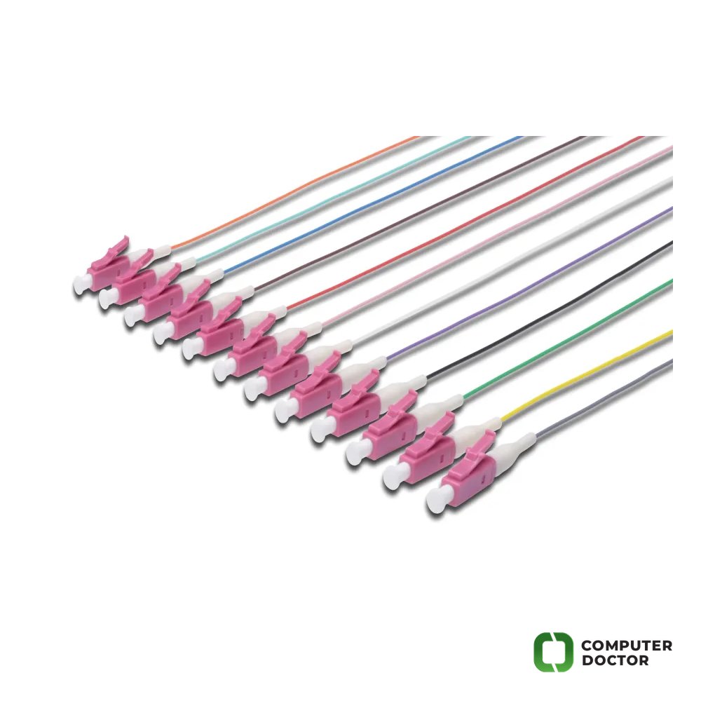 Digitus FO pigtail set, 12pcs, multimode, simplex, 2m, OM4, LC