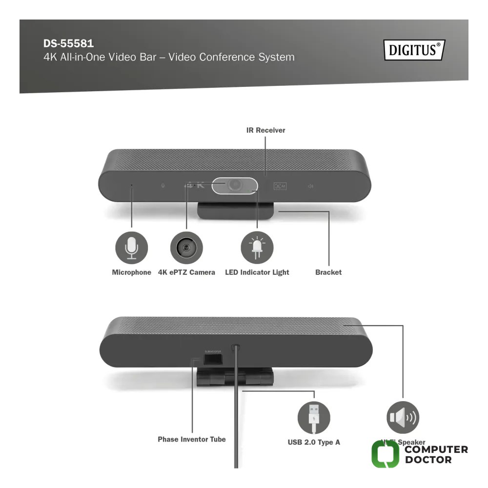 Digitus 4K All-In-One Video Bar Mini - Video conferencing system